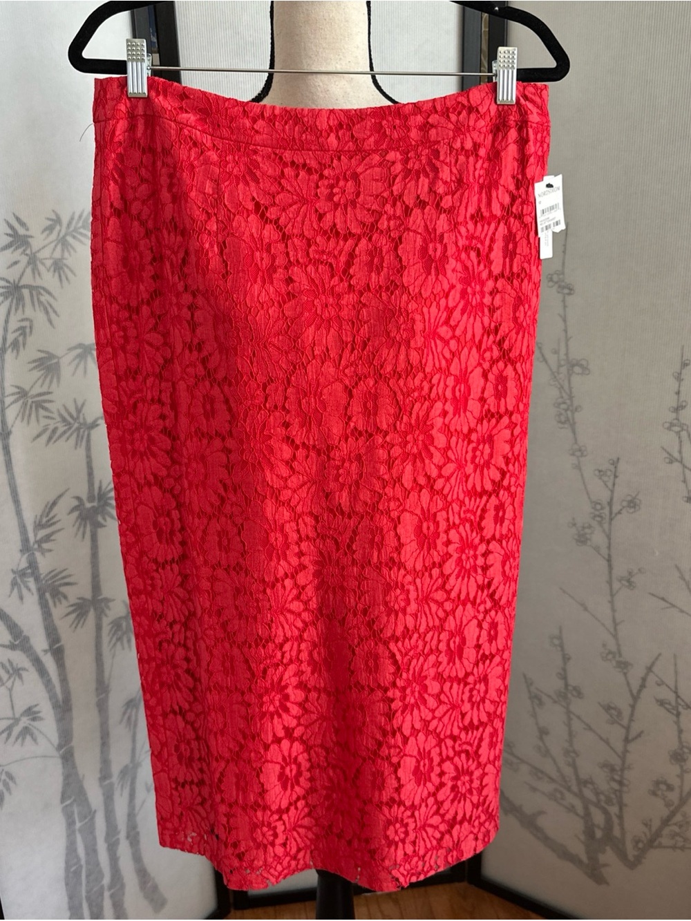 Halogen Red Lace Pencil Skirt
